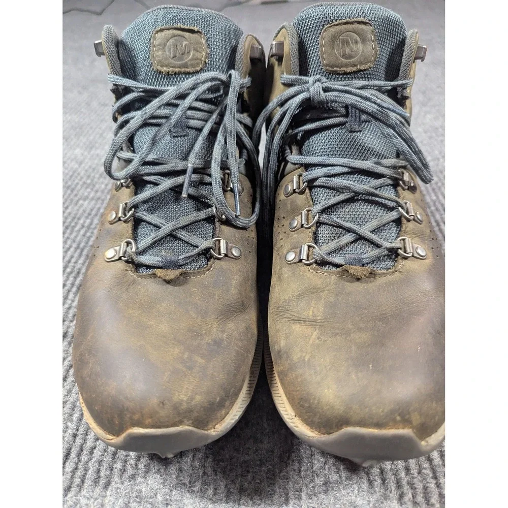 Merrell Zion Peak Hiking Boots Mens‎ Size 11.5 Leather Vibram Brown Lace J035361